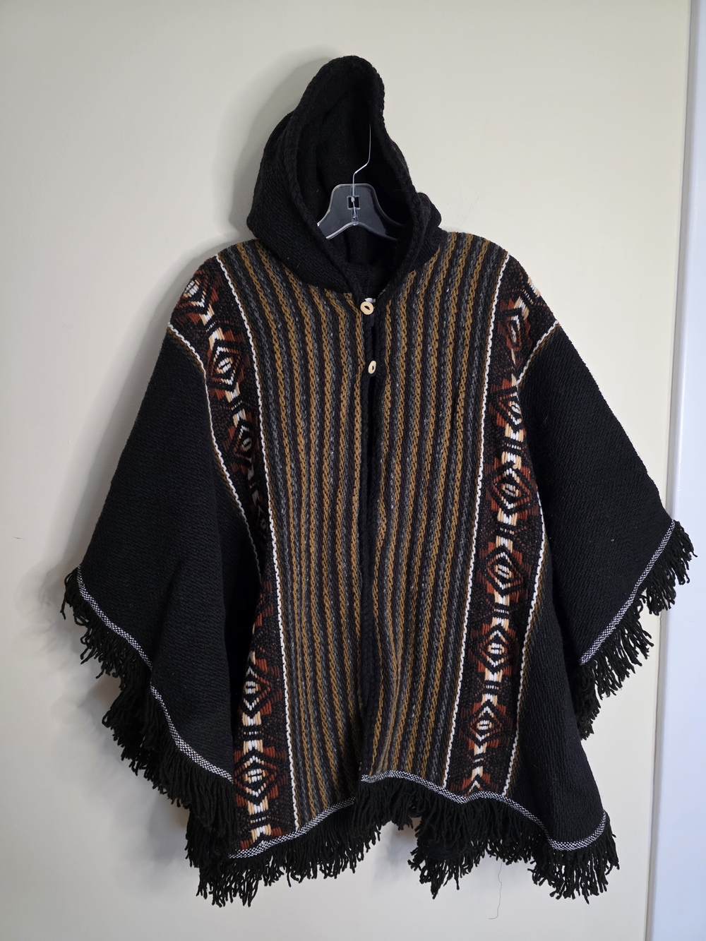 Hand Woven Alpaca Wool Poncho From Ecuador